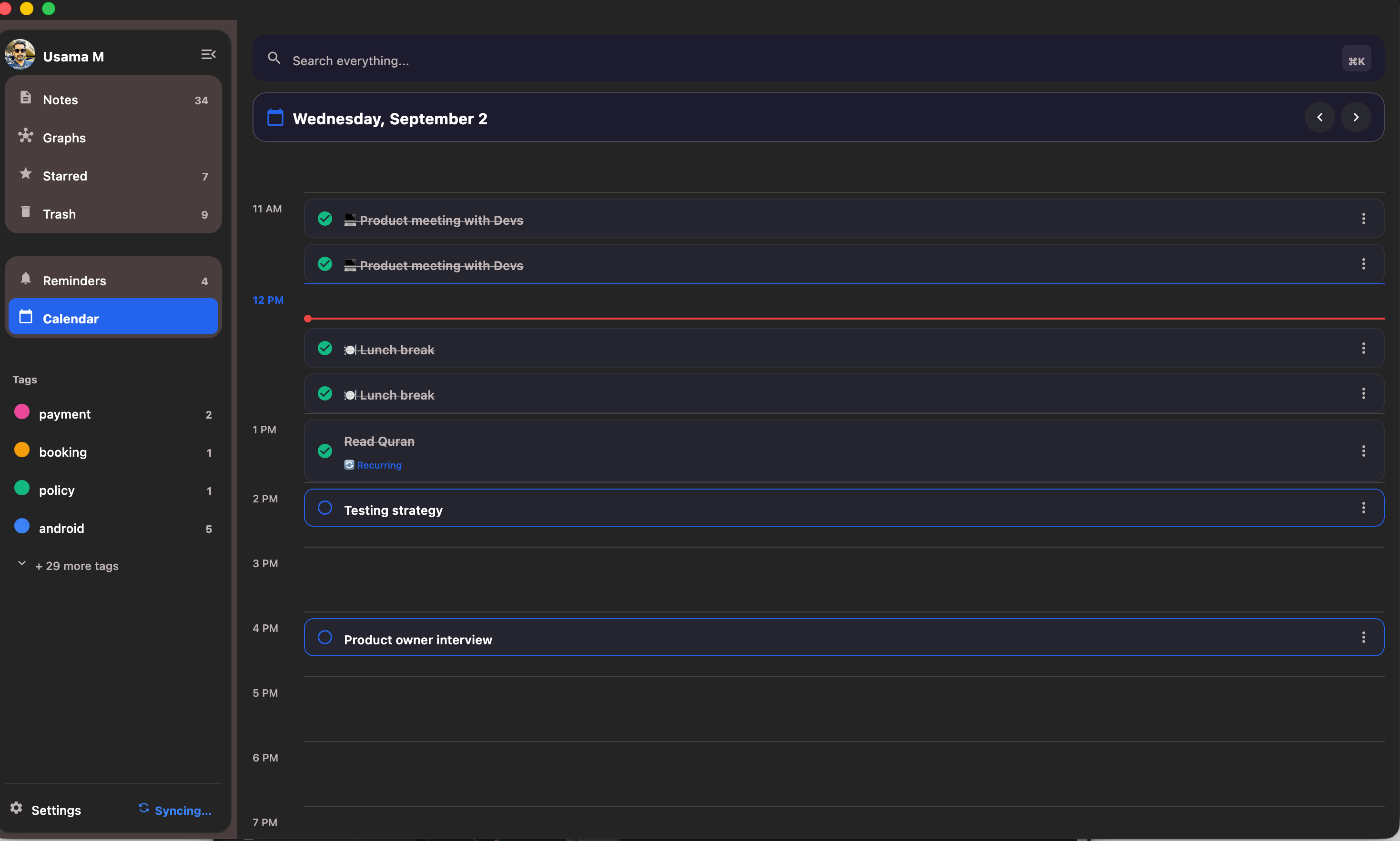 24-hour Timeline Google Calendar Sync